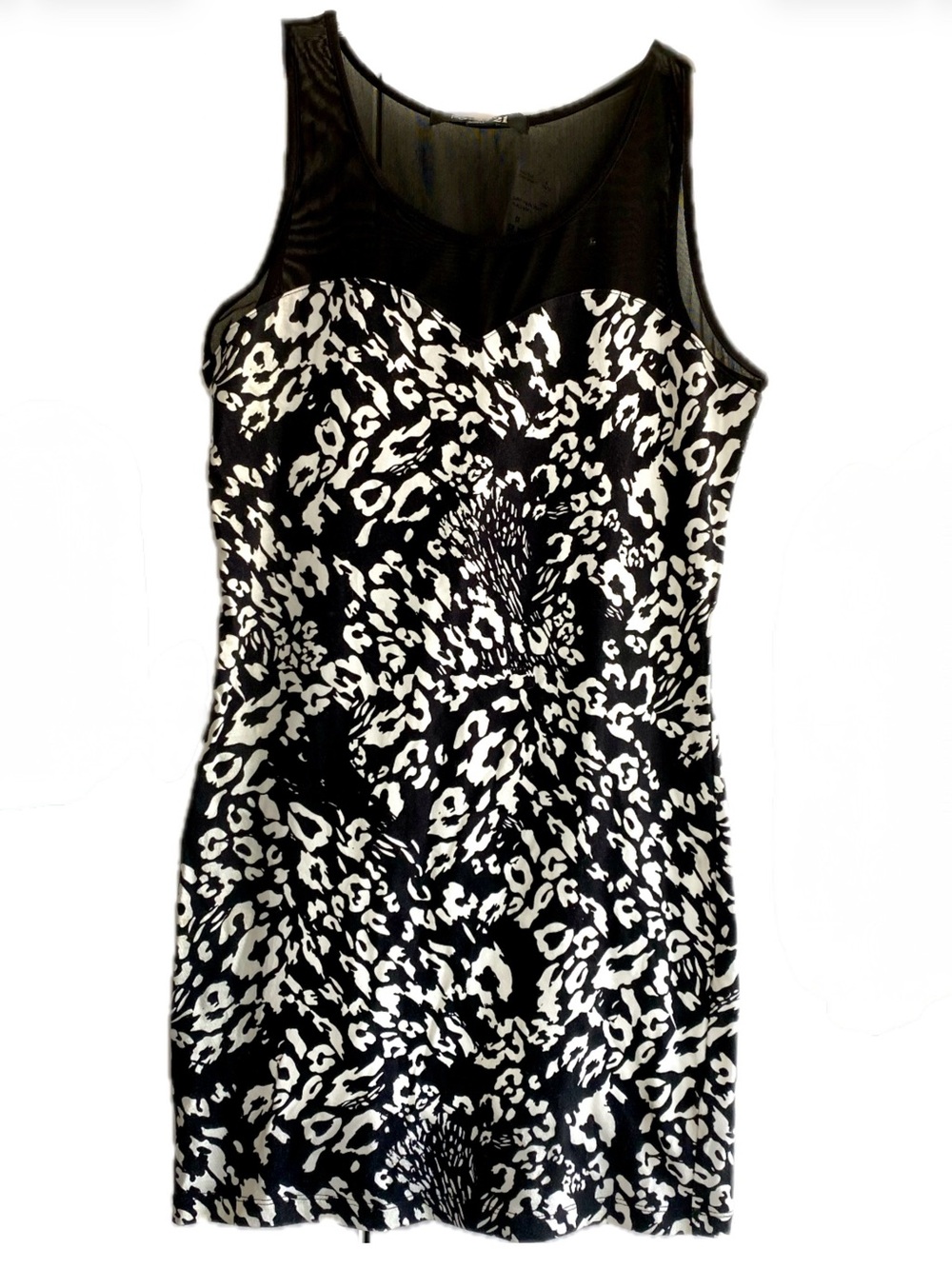 Forever 21 Mesh Illusion Leopard Print Bodycon Dress M Y2K Party Club NWT